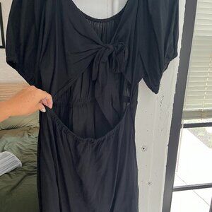 Cute mini black dress, open back with Bow, size XL
